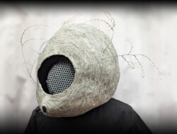 paper mache, cardboard tubes, wasp nest paper, sticks